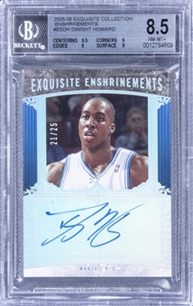 2005-06 UD "Exquisite Collection" Enshrinements #EEDH Dwight Howard Signed Card (#21/25) - BGS NM-MT+ 8.5/BGS 10